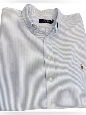Ralph Lauren Men’s Oxford Button Down Shirt Blue/white Stripe Sz 2XB NWOT